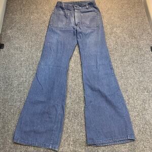 Vintage 90s Navdungaree Denim Bell Bottom Flare Naval Jeans 27x34 Retro US Navy